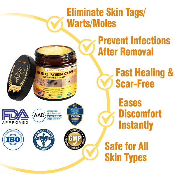 𝐋𝐎𝐕𝐈𝐋𝐃𝐒™ 𝐁𝐞𝐞 𝐕𝐞𝐧𝐨𝐦 𝐀𝐥𝐥-𝐢𝐧-𝐎𝐧𝐞 𝐂𝐫𝐞𝐚𝐦–🌸 Anti-aging,Hydrating, Skin Repair, Even Tone, Acne and Dark Spot Treatment, Wart and Mole Removal, Psoriasis Relief