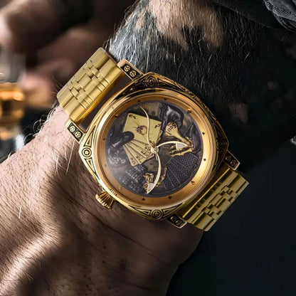 Skeleton Automatic Watch Stainless Steel Strap, Elegant Timepiece for Men, Luxury Watch