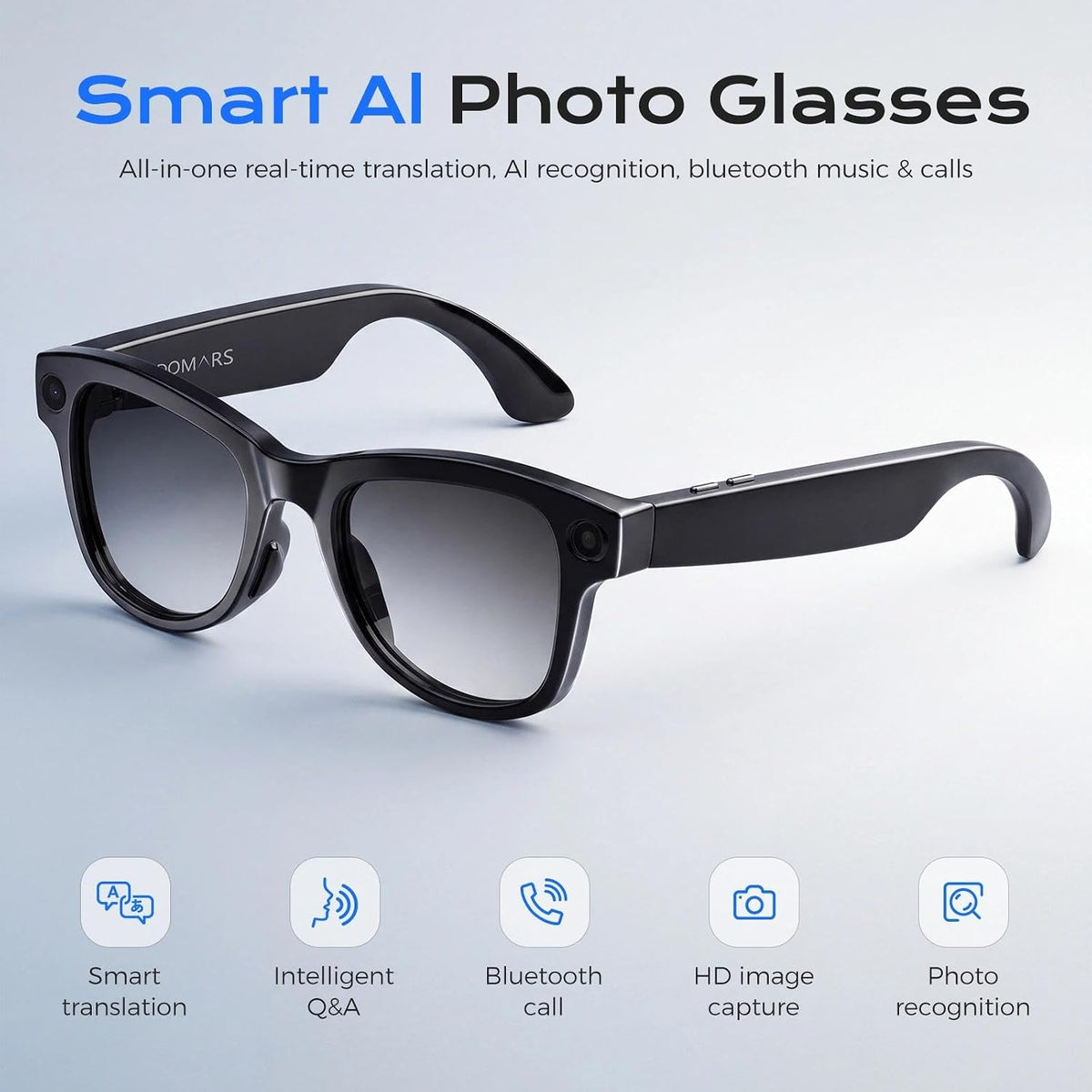Bluetooth AI Smart Glasses with 160+ Languages, Color-Changing Lenses, Built-in Speaker & Clear Audio - Real-time Language Translator Glasses for Travel, Meetings and Business Use