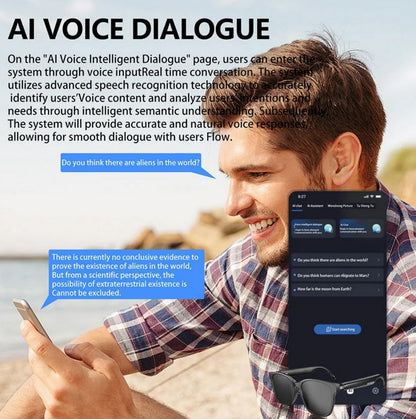 Bluetooth AI Smart Glasses with 160+ Languages, Color-Changing Lenses, Built-in Speaker & Clear Audio - Real-time Language Translator Glasses for Travel, Meetings and Business Use