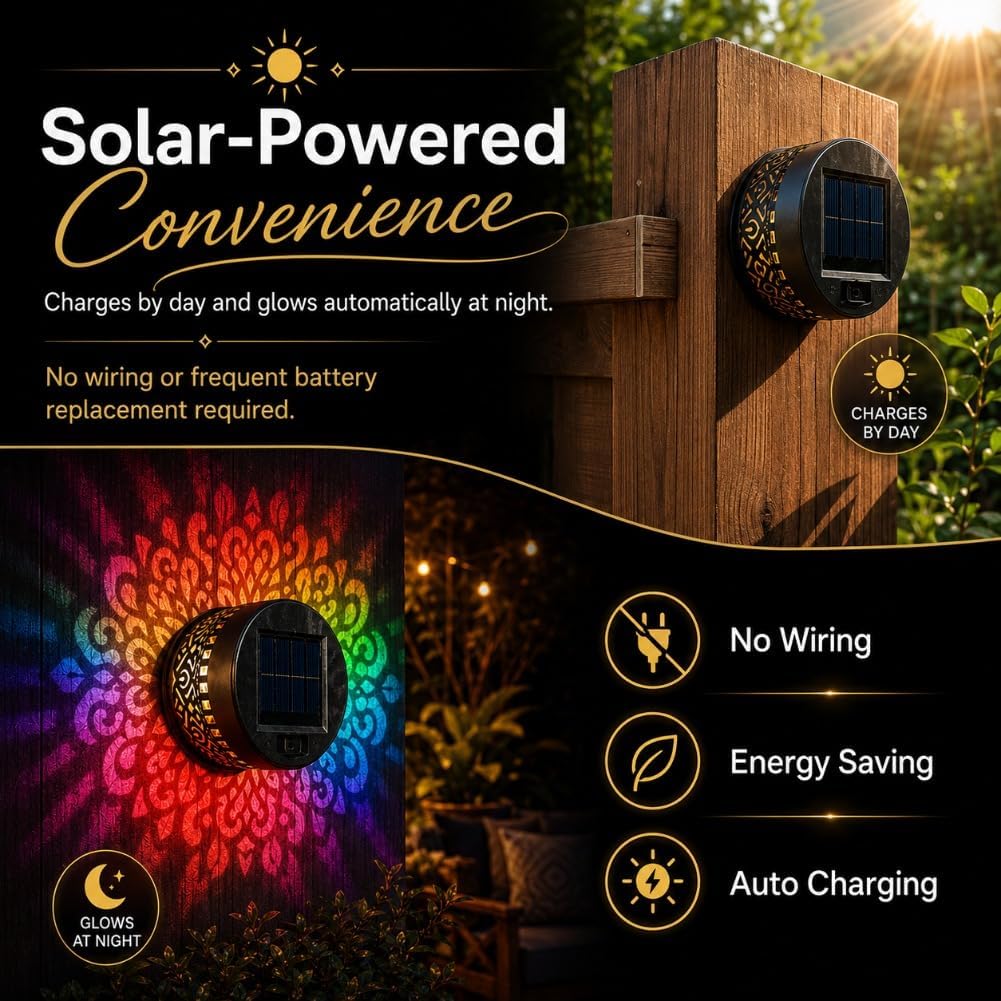 Solar Mandala Wall Light Outdoor Garden Fence Projector( FREE DELIVERY)