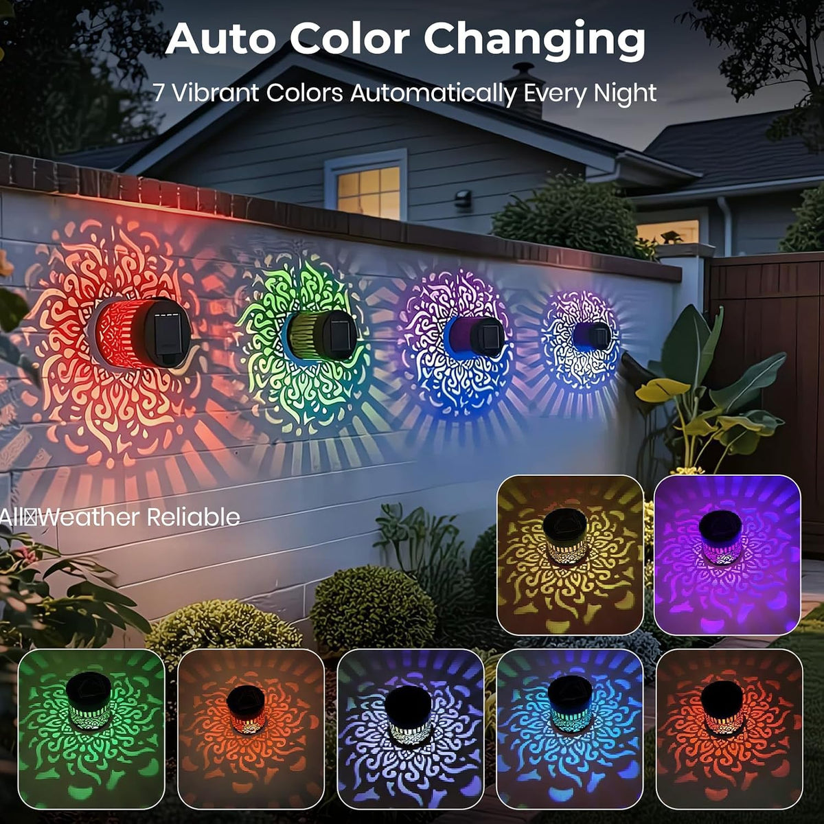 Solar Mandala Wall Light Outdoor Garden Fence Projector( FREE DELIVERY)