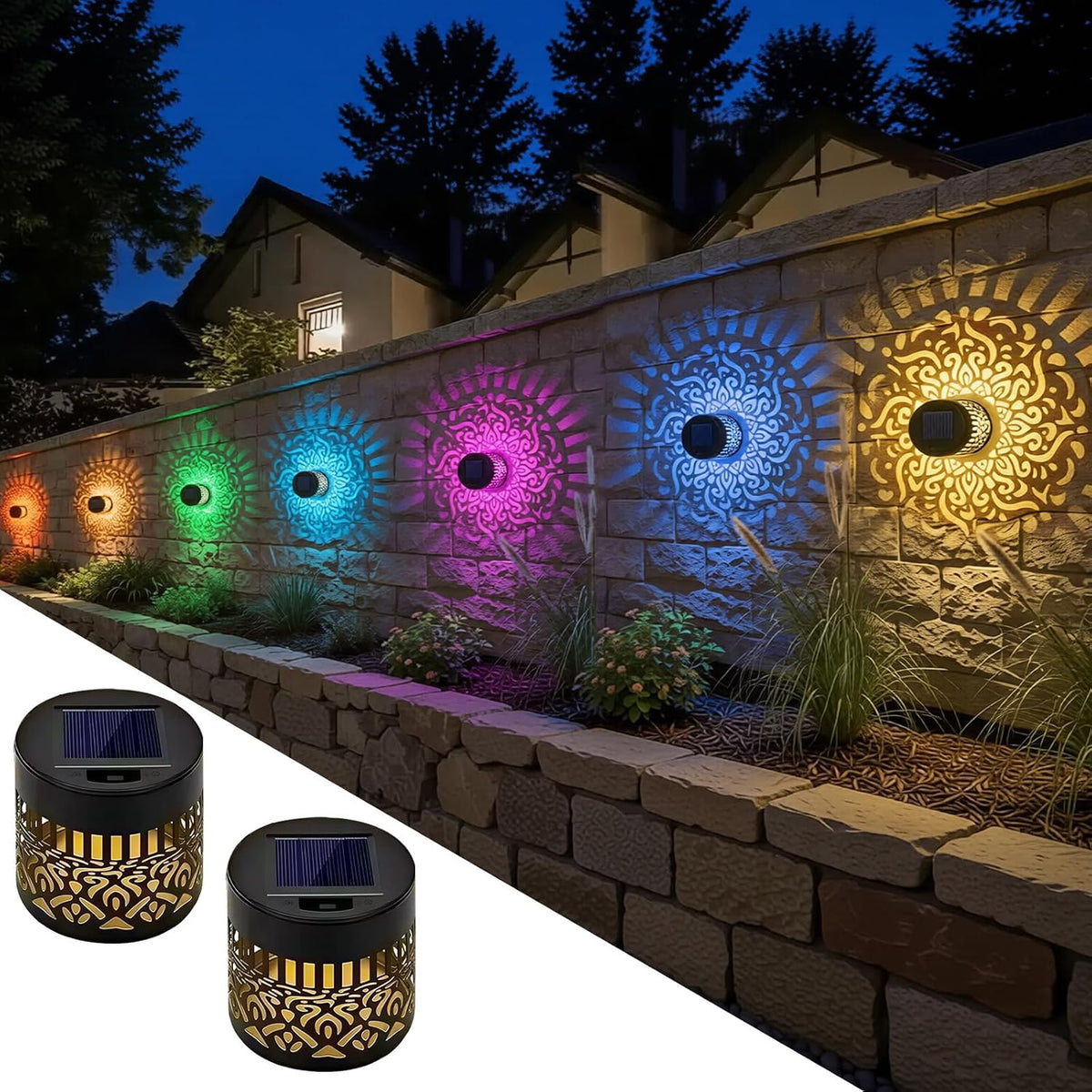 Solar Mandala Wall Light Outdoor Garden Fence Projector( FREE DELIVERY)