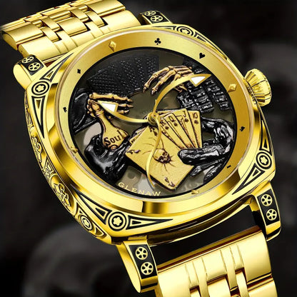 Skeleton Automatic Watch Stainless Steel Strap, Elegant Timepiece for Men, Luxury Watch