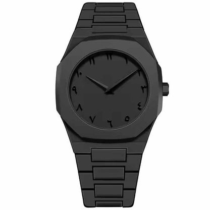 Black Aura Arabic Digital Plastic Strap Quartz Men's Watch