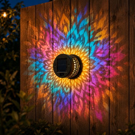 Solar Mandala Wall Light Outdoor Garden Fence Projector( FREE DELIVERY)