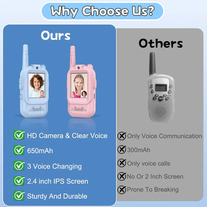 Kids Video Walkie Talkie With HD Camera(Pair) | جهاز اتصال لاسلكي للأطفال مزود بكاميرا عالية الدقة