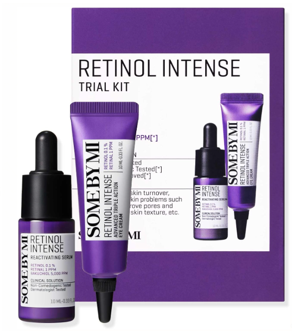 Some By Mi Retinol Intense Trial Kit | 10ml | Mild Korean 0.1% Retinol Face Serum & Eye Cream For Beginner