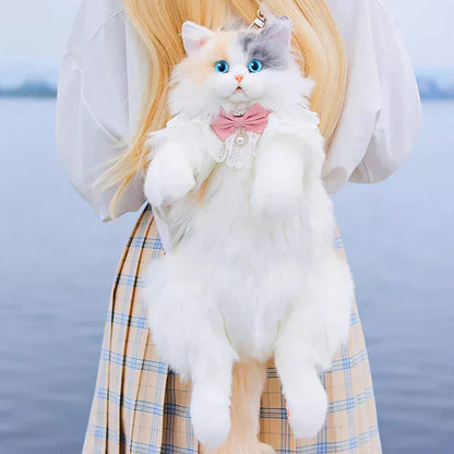 Realistic Plush Cat Backpack bag