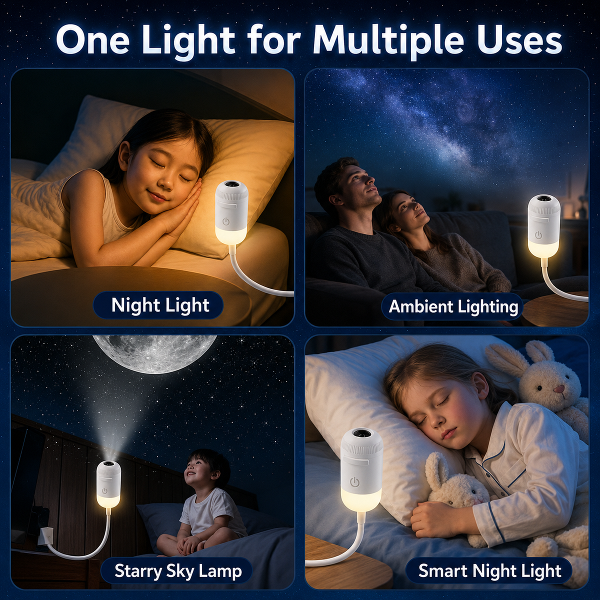 12 in 1 Galaxy Star Projector – USB Night Light for Bedroom & Kids Room