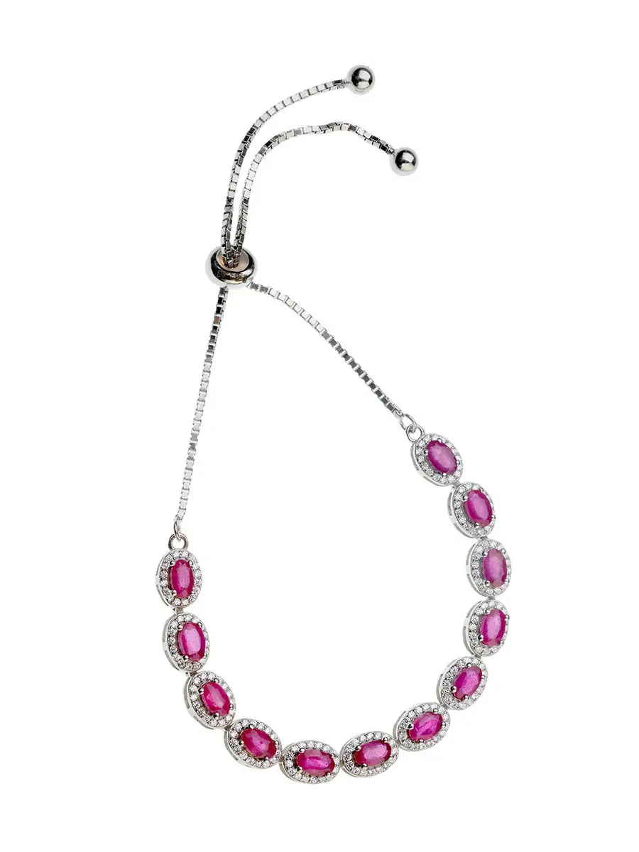 Elegant Oval-Cut Pink Gem Bracelet For Women